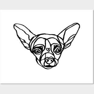 Line Art Aesthetic Dog Chihuahua Posters and Art